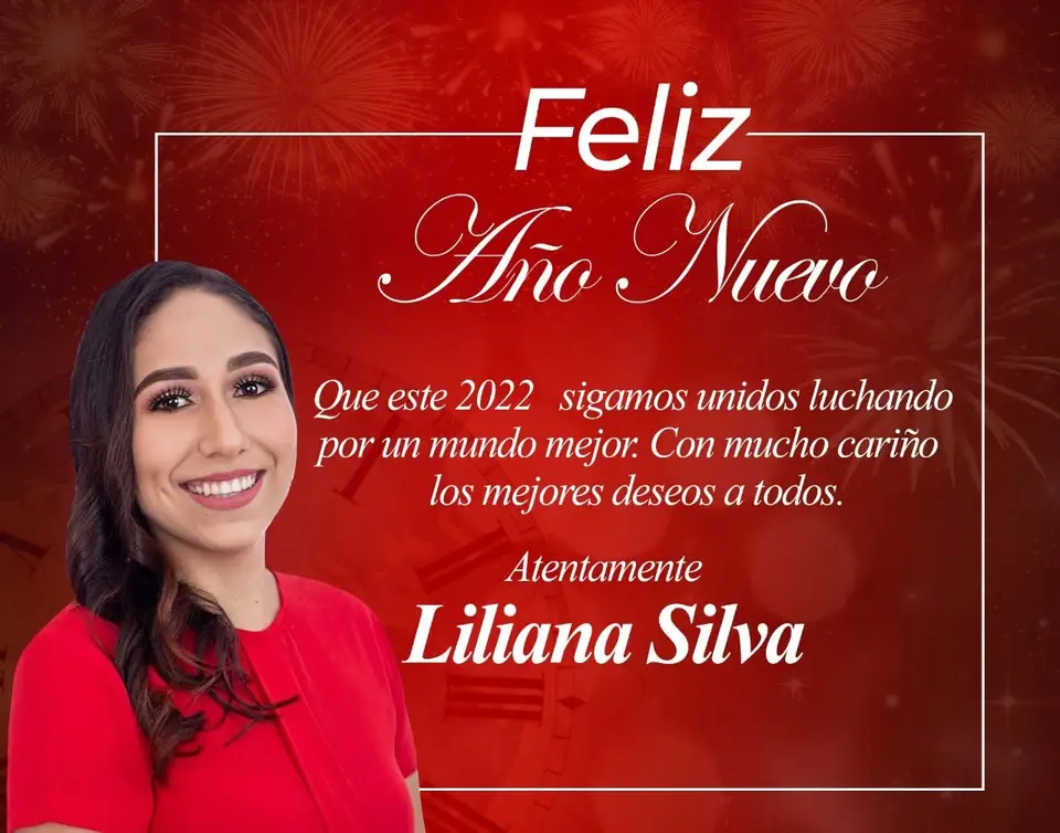 Gráfico de fin de año con un retrato y un mensaje de bienvenida a 2022.